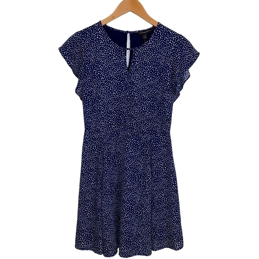 NWT Banana Republic Navy/White Polka Dot Dress Size 0